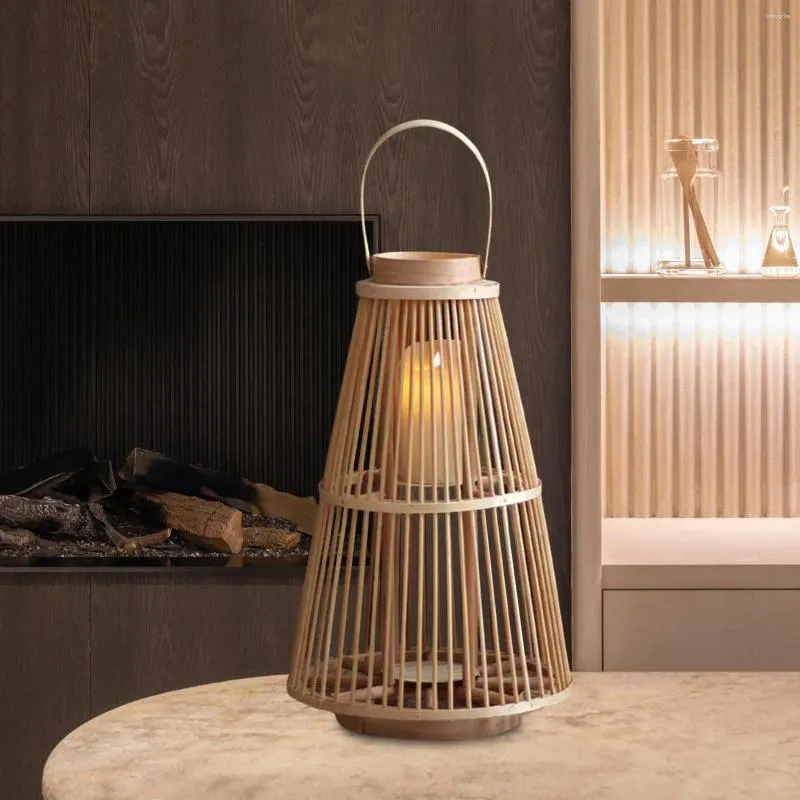 Kerzenhalter Bambus Candlestick Lantern Retro -Stil Birdcage Form Dekoratives Teelicht für Gartenschlafzimmer im Freien und Lernbodenverzierung