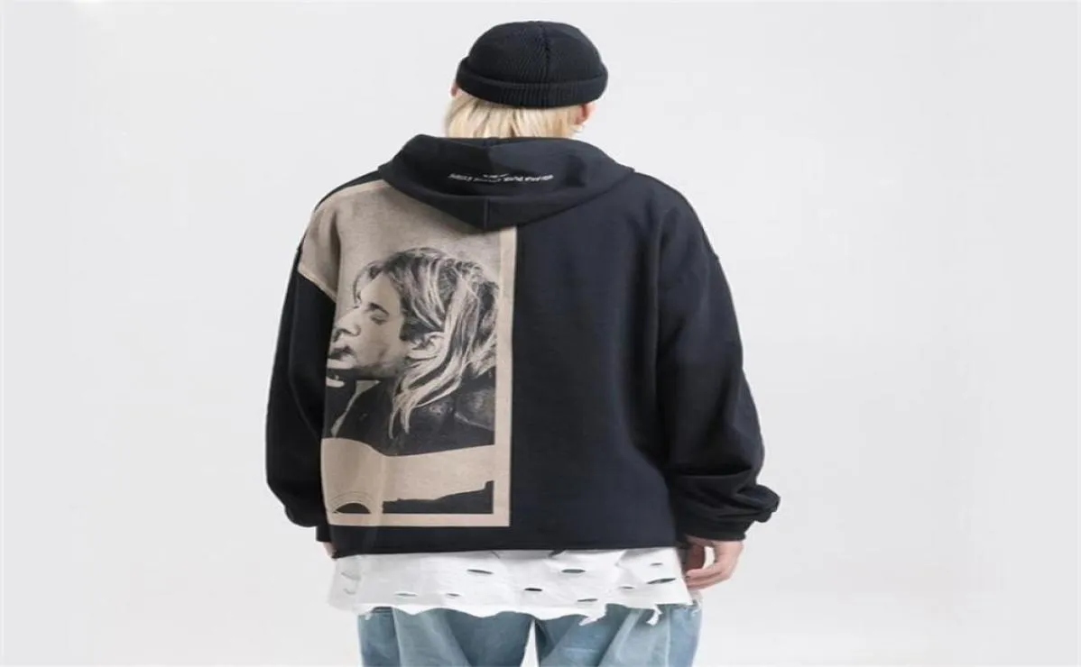 Nagri Kurt Cobain Drukuj Bluzy Mężczyźni Hip Hop swobodny punk rock pullover z kapturem bluzy streetwearne mody z kapturem Tops Y2011234878342