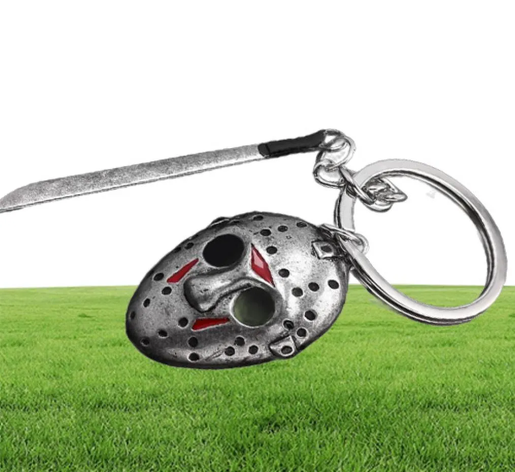 Keychains Whole 10 PCS Horror Movie Friday the 13th Keychain Jason Mask Knife Cosplay Casplay Key Chain for Women Men Punk Jewelry Coo8867671