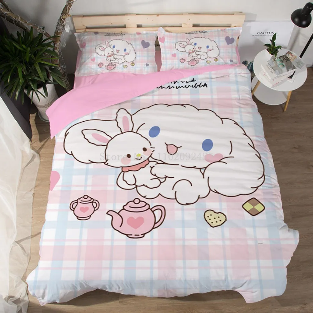 Cinnamoroll Dog Disque de couverture de litière de litière double jumelle King King Baby Girls Lyclothes Couette de couette de courtepointe Décoration de chambre à coucher