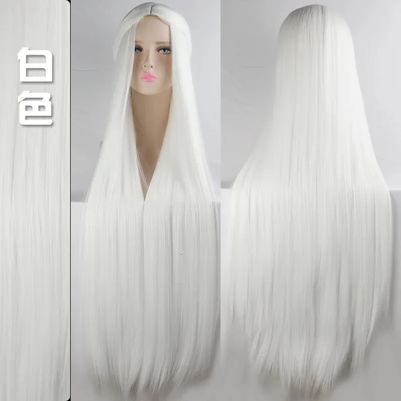 100cm Cosplay Long Wig HSIU Fibre haute température Perins synthétiques Perruques Cosplay Perrettes 21 Color 240402