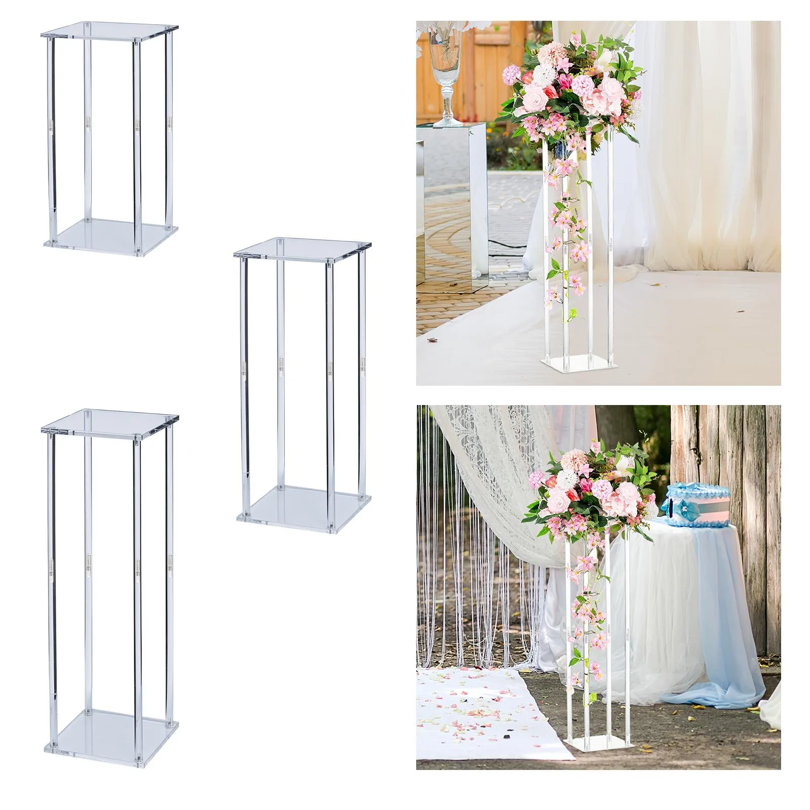 Wazony akrylowe Wedding Centerpieces Wyświetla kolumna kwiat geometryczny układ kwiatowy stojak na stół jadalny wystrój stołu ślubnego