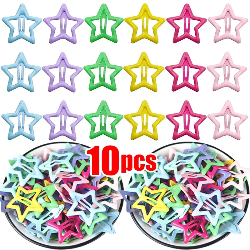 2/10pcs نجم Hairclip Women Silver Color Cute BB Clips Girls Barrettes Simple Metal Snap Clip Accessories Hair Jewelry Exclyder