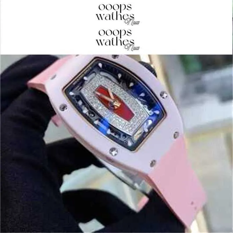 Designer Mens Watch Brand Luxury Watch Automatic Superclone Women's RM07-01 Powder Red Women's Scarbon Fibre Sapphire