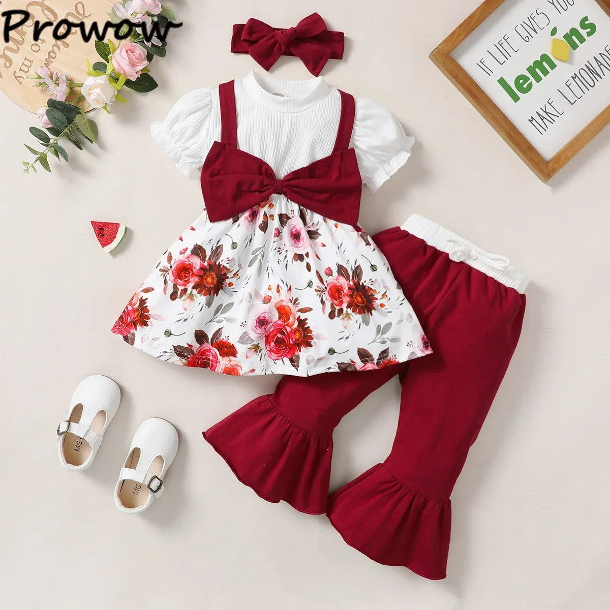 Calças prowow 03y Summer Toddler Girls Clothing Set.