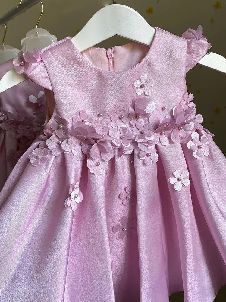 filles roses robes fantaisie de Noël pour enfants fille de mariage fleuris fille robe princesse fête concours de promotion petite fille d'anniversaire robe d'anniversaire de fête