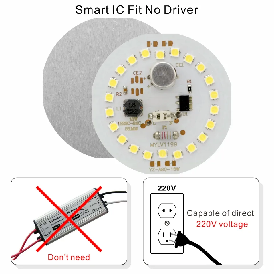 LED Bulb Chip Set - DIY 2835SMD DOB Round Light Beads, 5W