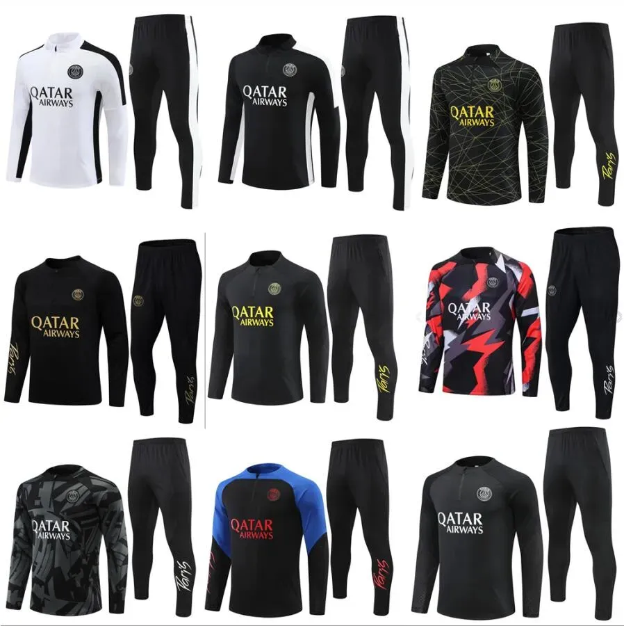 22/23/24 Paris Tracksuits Training Chandal 23 24 Mbappe Kit survivant Foot Tuta Veste rétro Futbol Soccer Football Men et enfants