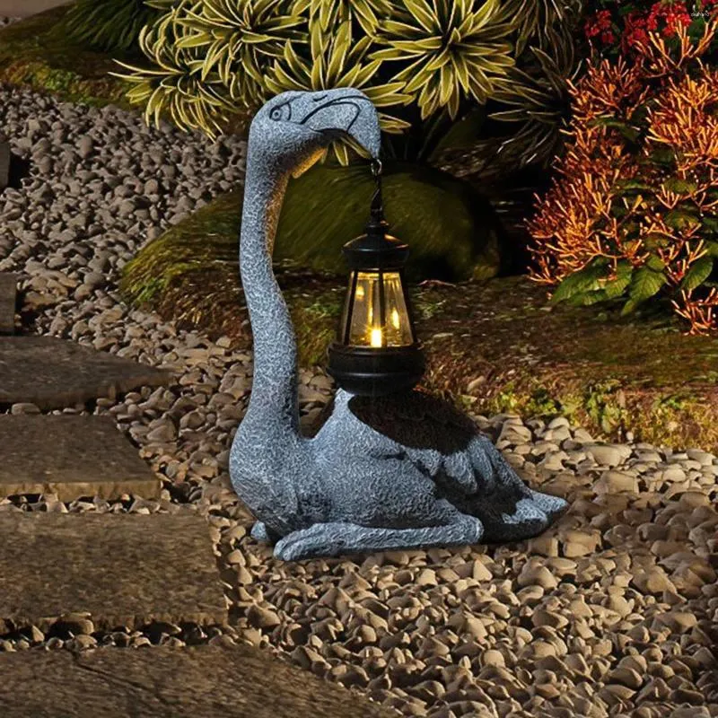 Garden Decorations Flamingo Figurines With Solar Lantern Decor Unique Birthday Gifts For Outside Porch Outdoor Home