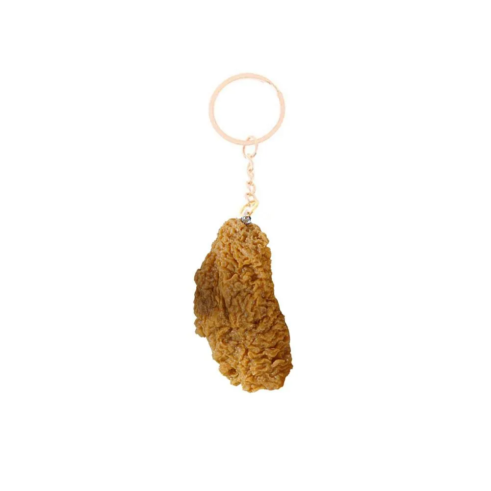 Fun Imitation French Fries & Chicken Keychain Set - Realistic PVC Food Key Ring For Purse Or Car