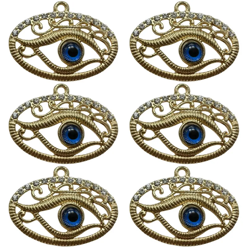 25 * 33 mm de style ethnique religieux Pendant un bracelet d'œil en forme d'oeuf creux bracelet perlé pour collier accessoires en alliage bricolage