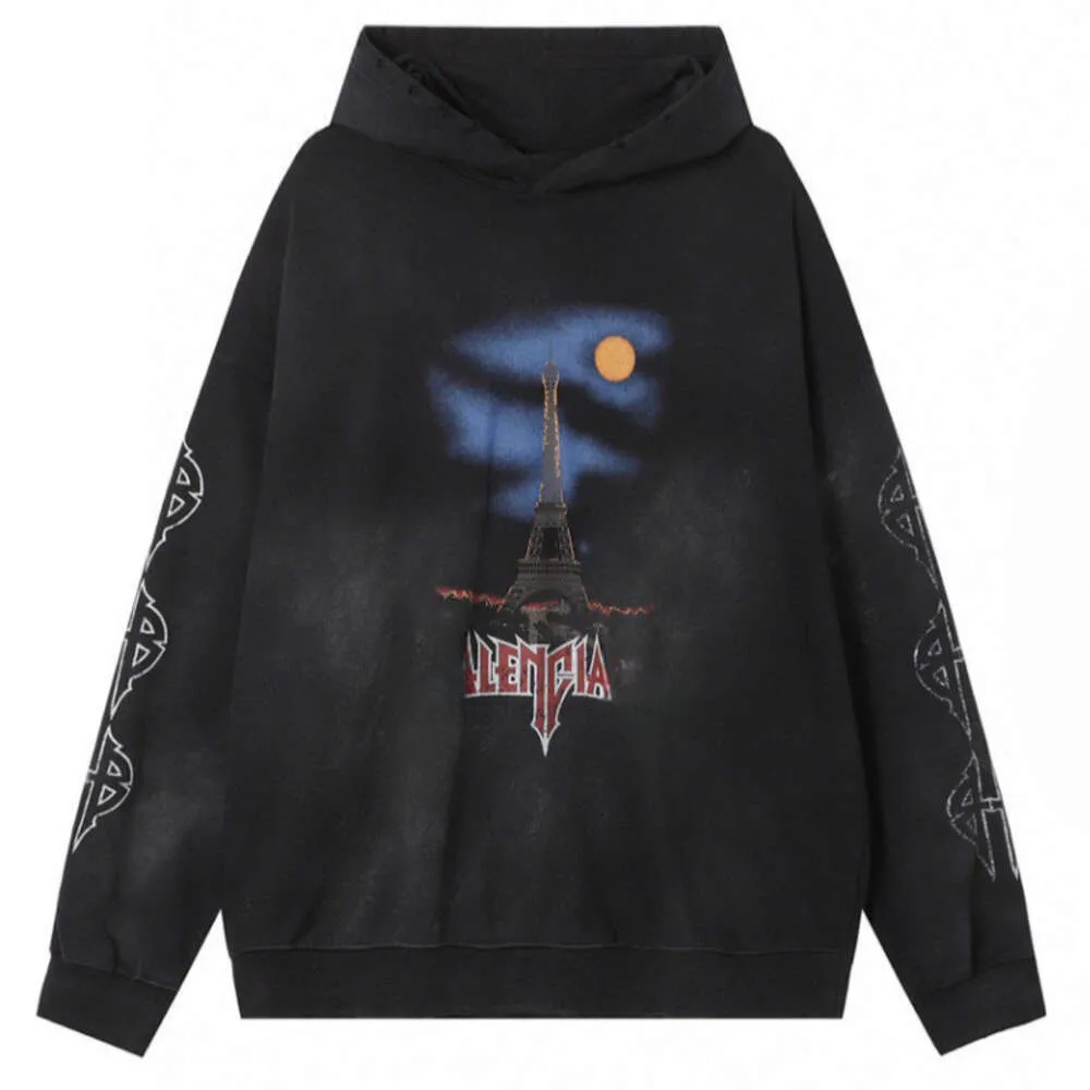 Tröja Loose Mens Designer Balencigaas Hoodies Classic Men Sweatshirt Hoody Paris Eiffel Tower Hoodie Unisex Loose Fashion Par Hoodie 2023 Autumn New LP7B DPIT