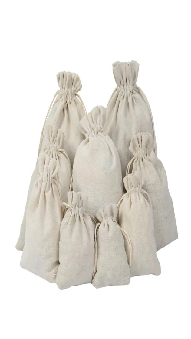 Canvas Drawstring Pouches Jewelry Bags 100 Natural Cotton Laundry Favor Holder Fashion Bag5783551