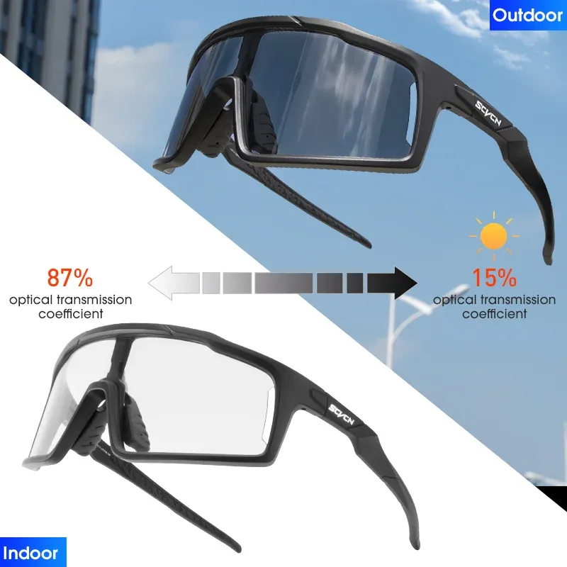 SCVCN -Sonnenbrille polarisierte Radfahrerbrille Photochrome Sonnenbrille für MTB UV400 Schutzbrille Fahrrad Fahrrad Fahrradzyklus Eyewear