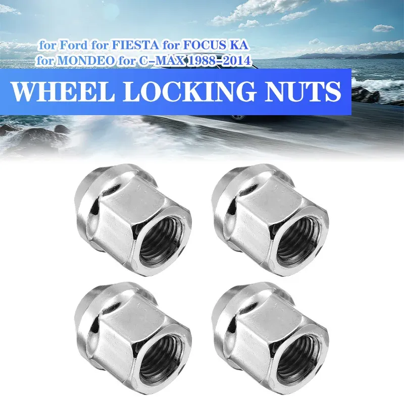 4/1Pcs M12 x 1.50 Car Chrome Alloy Wheel Nuts & Bolts For Ford Fiesta/KA/Mondeo 1989-1997 1996-2009 19mm Length 21mm Accessories