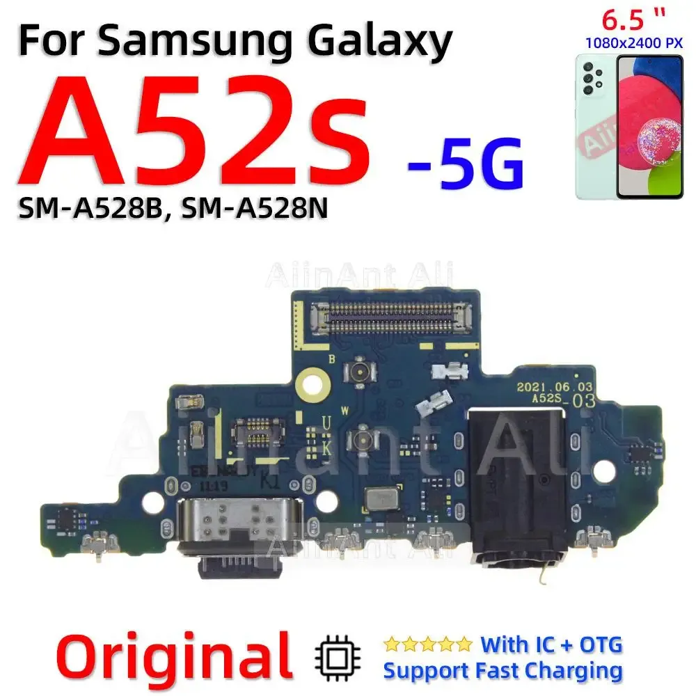 AIINANT USB Fast Charging Dock Charger Flex Cable för Samsung Galaxy A50 A50S A51 A52 A52S A53 A40 A40S A41 A42 4G 5G DELS