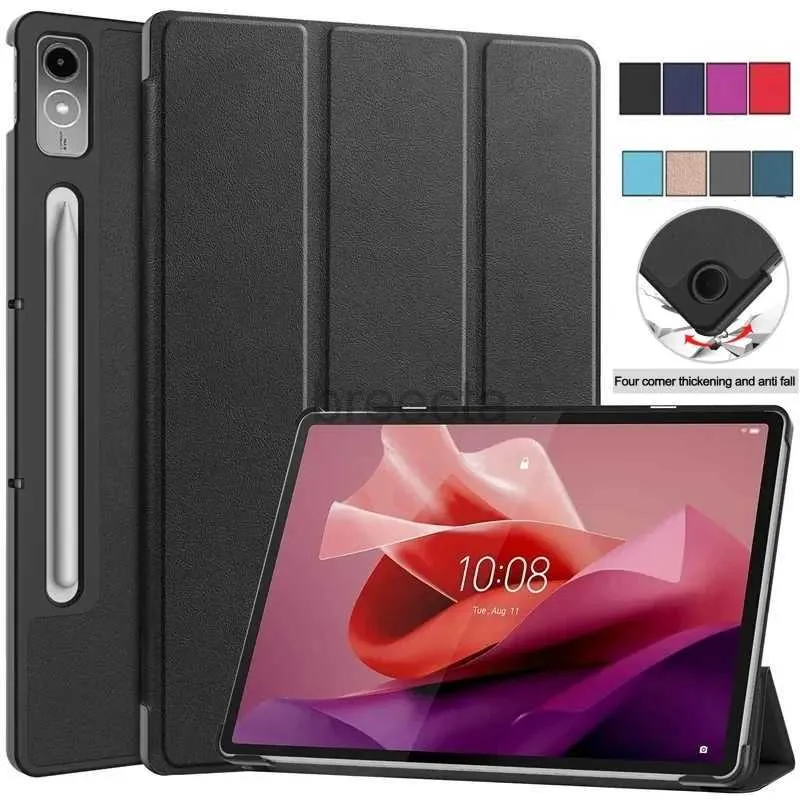 Tablet PC Kılıfları Çanta Lenovo Xiaoxin Pad Pro 12.7 inç üç katlı standı manyetik akıllı kapak Xiaoxin Tab P12 2023 Durum 240411