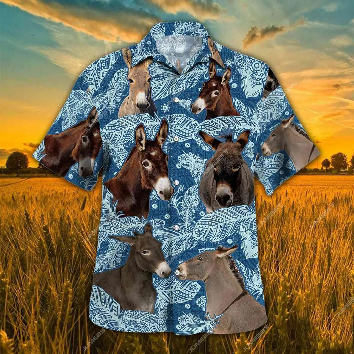 Hawaiian Cow Shirt Texas Longhorn Hawaiian Shirt Blue Feather
