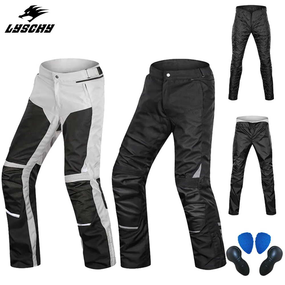 Lyschy Pantalon de moto étanche respirant chaud 3 en 1 moto de sécurité pantalon de sécurité hommes Biker Motocross Pantalon noir S-5xl