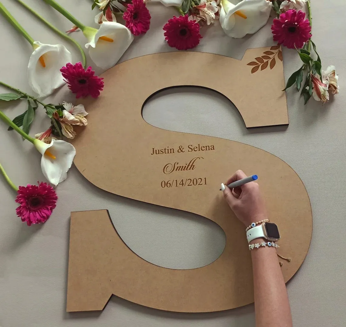 Wood Letter Wedding Guestbook | Personligt bröllopstecken | Modern bröllopsdekor | Gästbokalternativ | Event Logga in