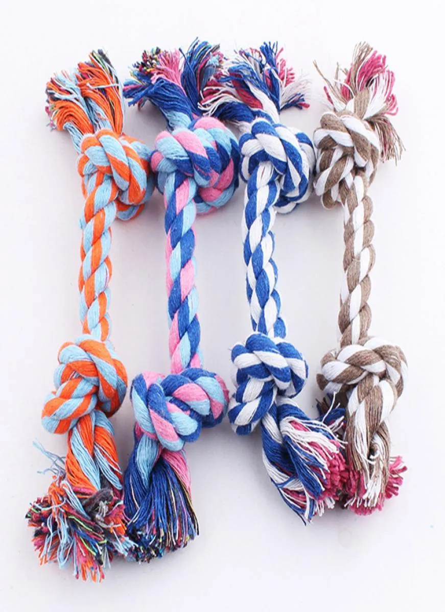 17CM Dog Toys Pet Supplies Puppy Cotton Chews Knot Toy Durable Braided Bone Rope Funny Tool3190475