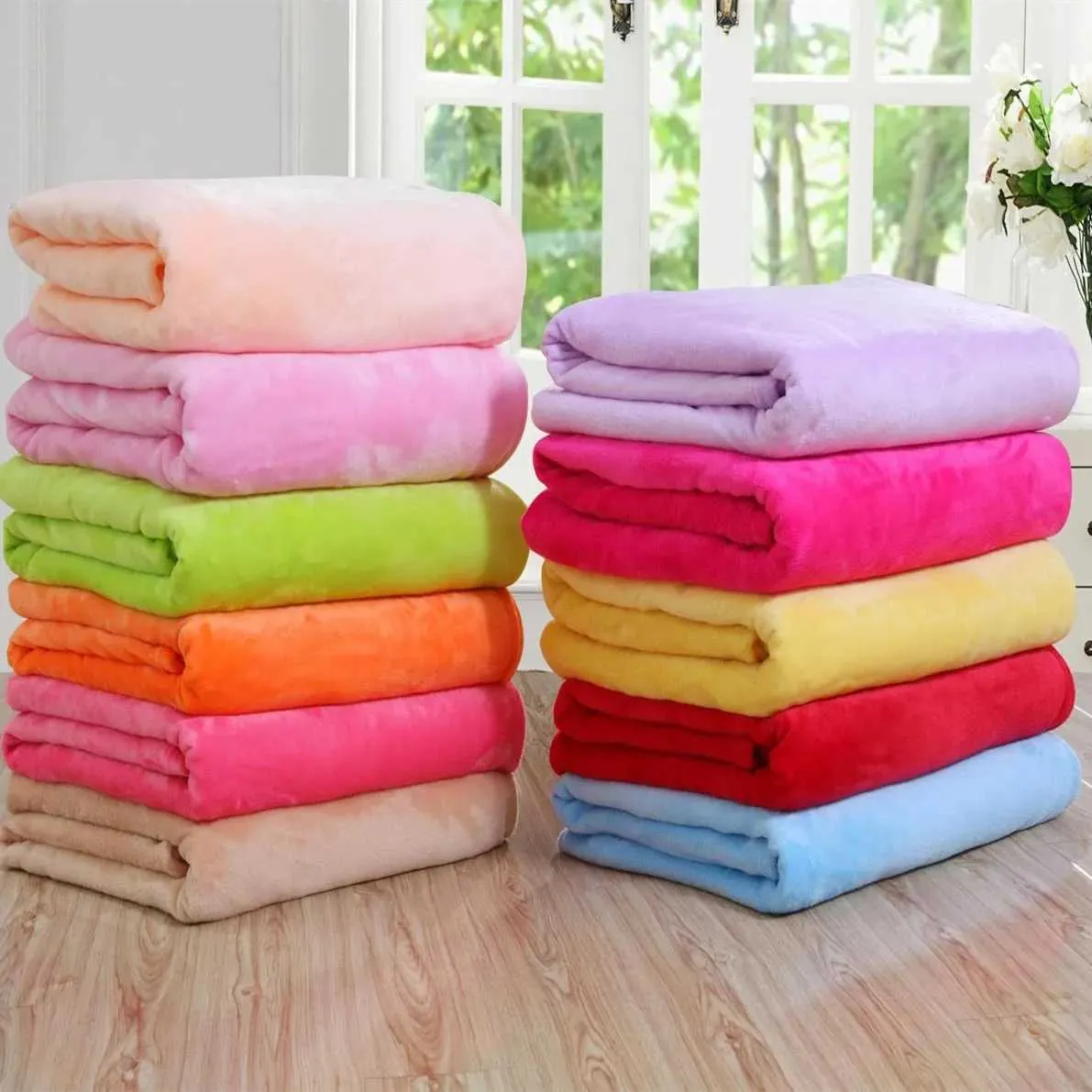 Blankets Solid Color Durable Winter Soft Warm Fleece Flannel Blanket Rectangle Warm Blanket Double Side for Office Winter Home