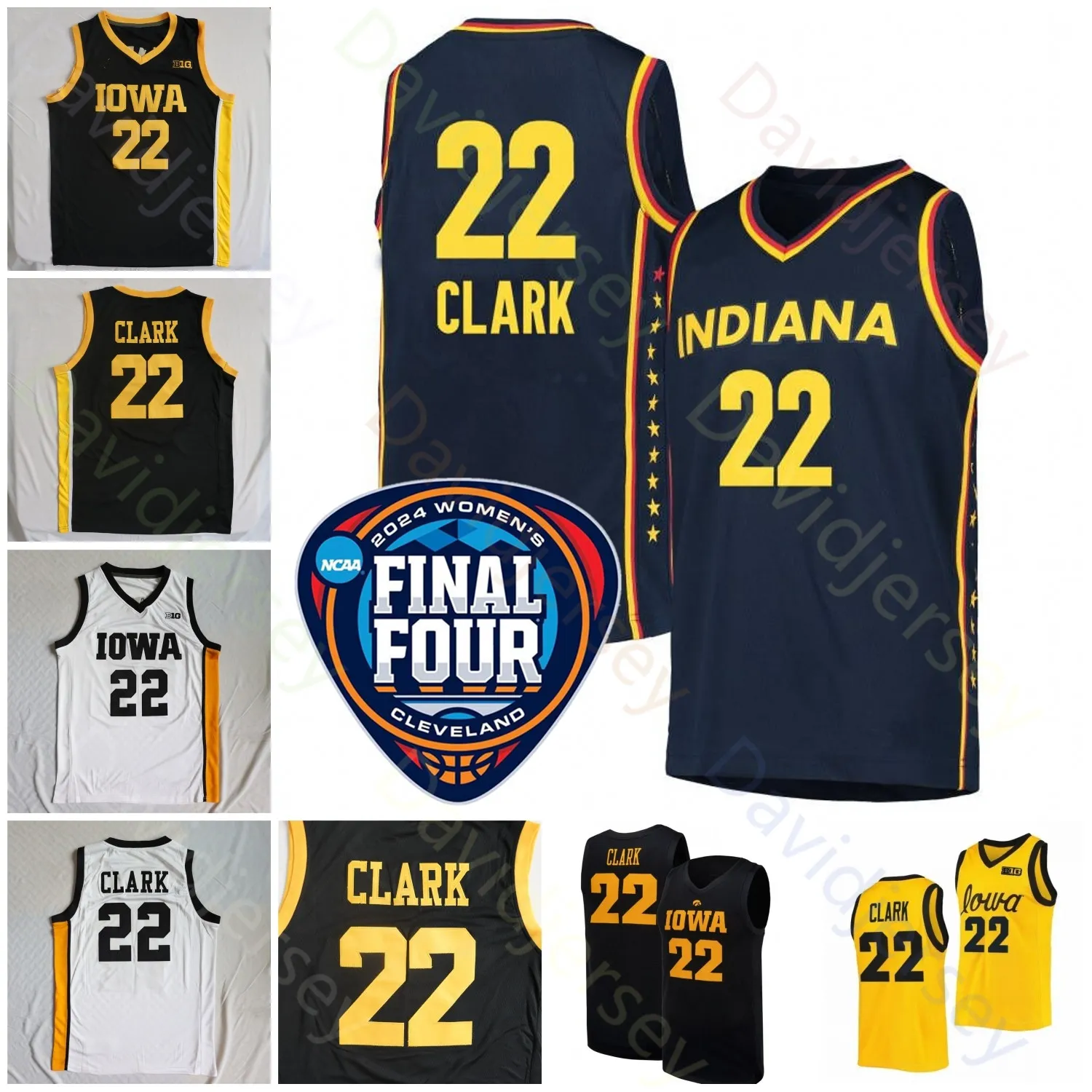 2024 النهائي أربعة قمصان 4 إنديانا كيتلين كلارك الكلية كرة السلة كرة السلة Iowa Hawkeyes 22 Caitlin Clarke Jersey Home Away أصفر أبيض أبيض البحرية الرجال شباب طفل