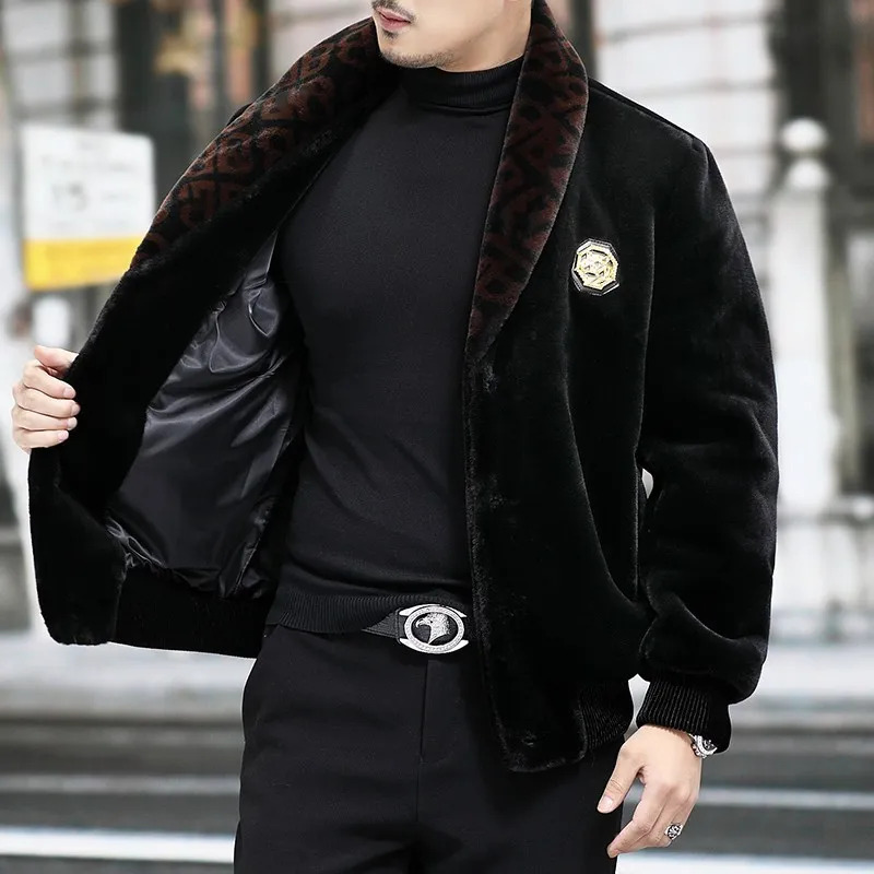 2024 Designer Luxury Velvet Mens Winter Fur Coat Mink Fur Jacket