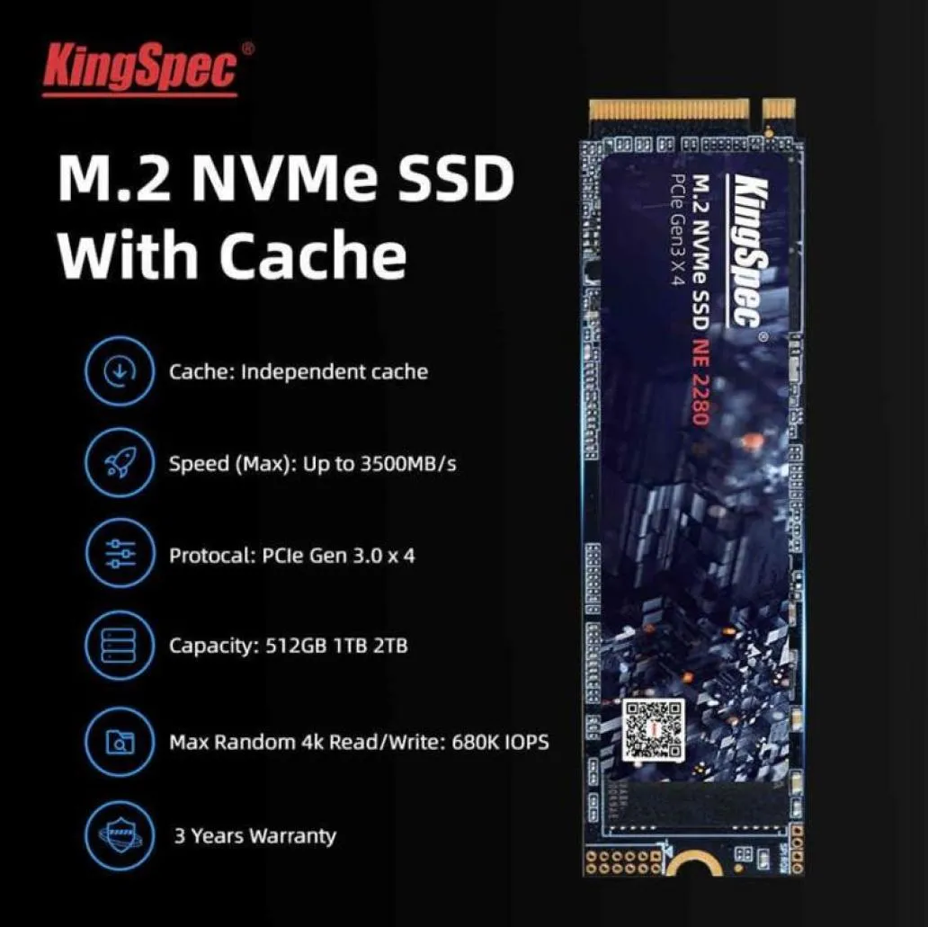 Interne Solid State Disks Kingspec M2 SSD PCIE 1TB M 2 256GB 2280 512GB 128GB NVME M SLEUTEL HDD DRAM VOOR Desktop Laptop Hard Drive W2978260