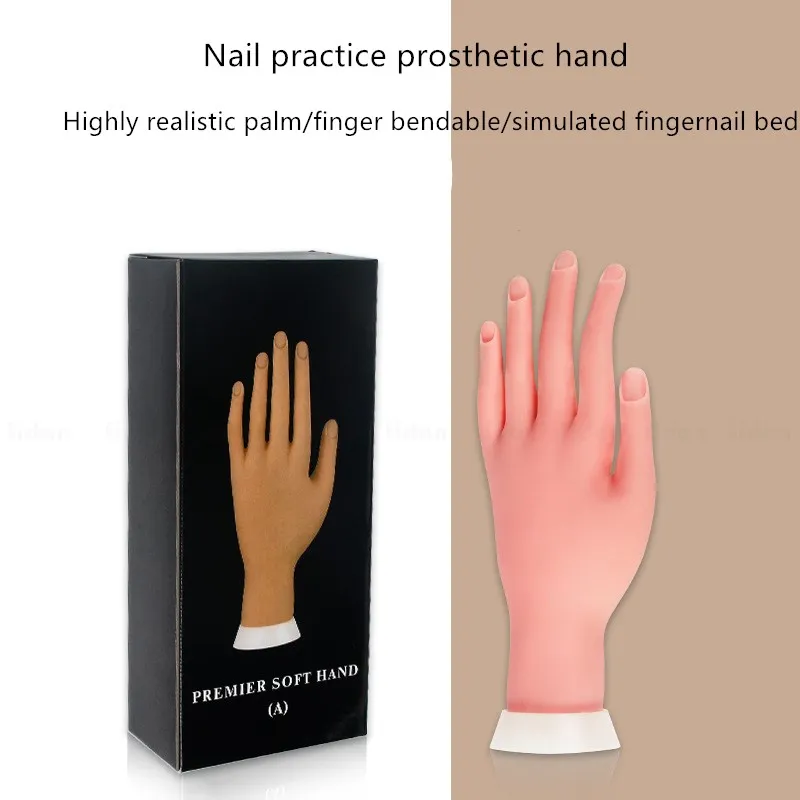 1st flexibel positionering Silikon FLIKTIONAL GRANNEQUIN MODEL Målning Practice Tool Nail Art Fake Hand for Training Nail Salon