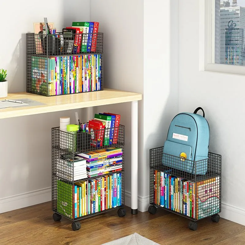 Mobile Under Desk Bookcase Shelf Metal Storage Organizer Cabinet