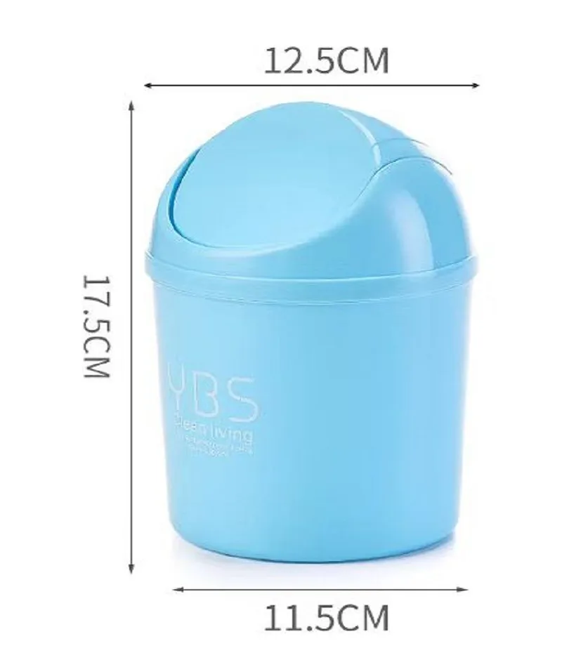 Unik mini Desktop Bin Shake Lid Type Waste Can Tube med Cover Bedroom Trash Can Garbage Can Storage Box Home Desk soptunna