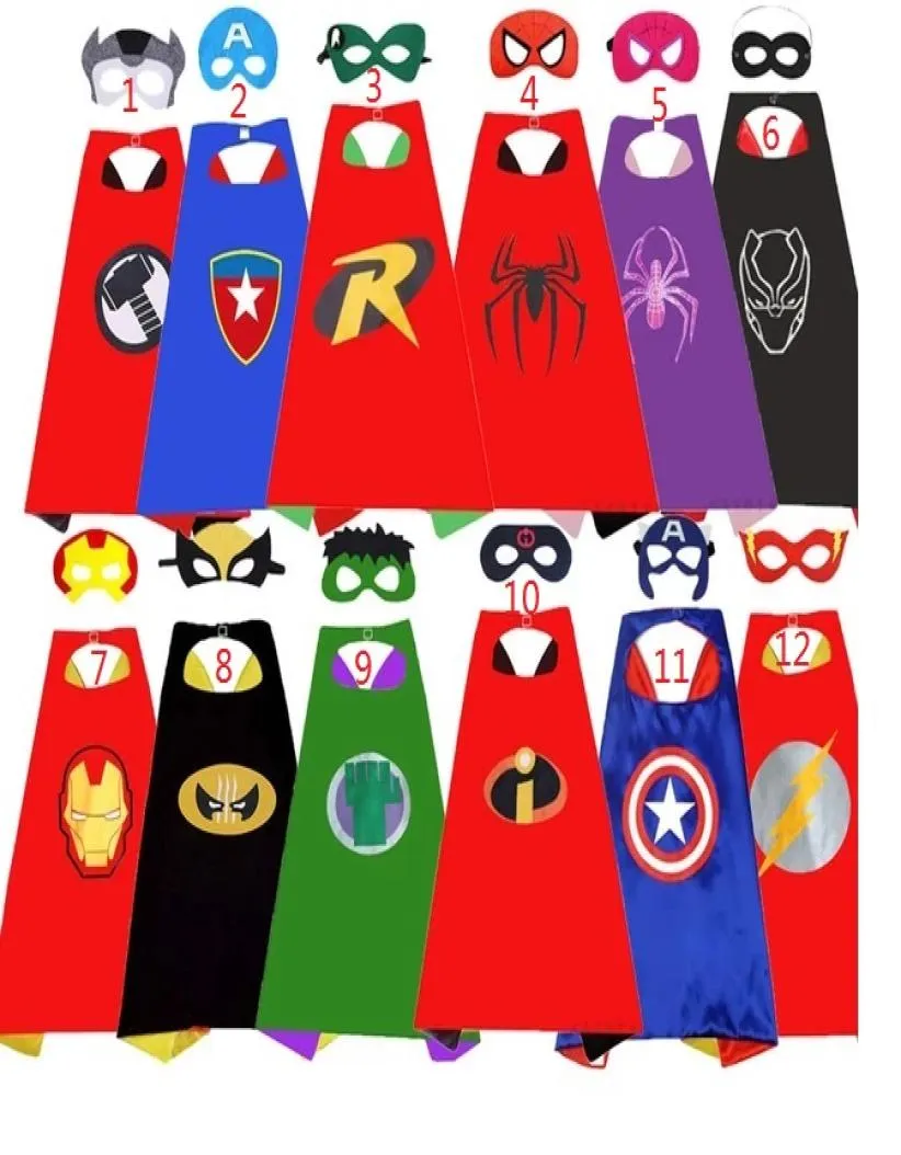 7070 cm de doble capa Capa Cape Cloak con máscara para niños Cirazos de navidad de Halloween de niños