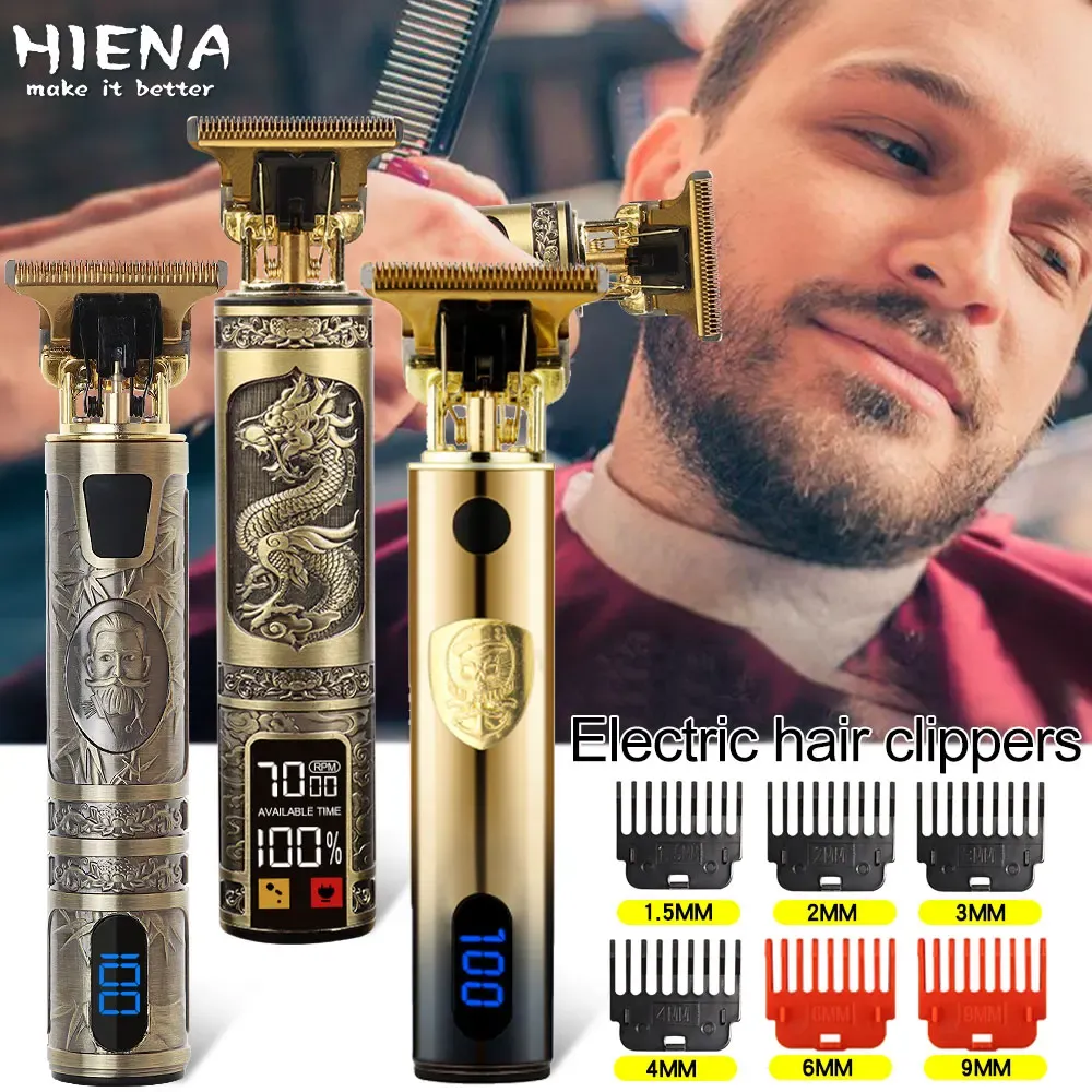 Clippers 2022 Vintage T9 Hair Trimmer Machine Machine sans cordon Machine de finition Machine à barbe Claine Coiper pour hommes Rasoir électrique Vente USB