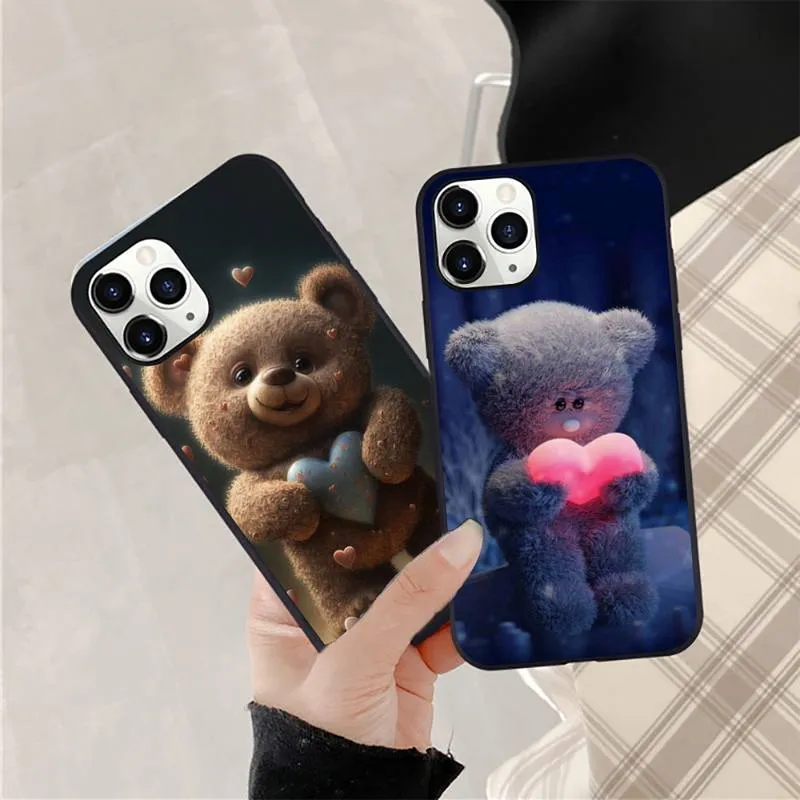 Cute Teddy Bear Telefon etui na iPhone 11 13 12 14 XS XR Pro Max Mini Plus Boys Cover
