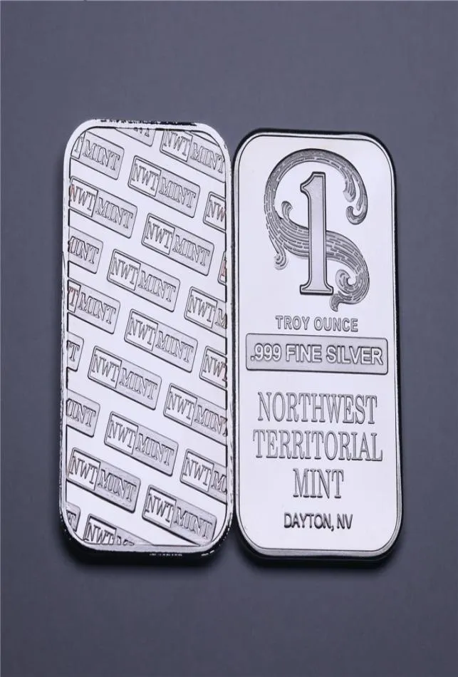 1 Troy onça 999 Barra de ouro de prata fina noroeste Teeritorial Mint Silver Bar Brass Silverplated No Magnetism8354257