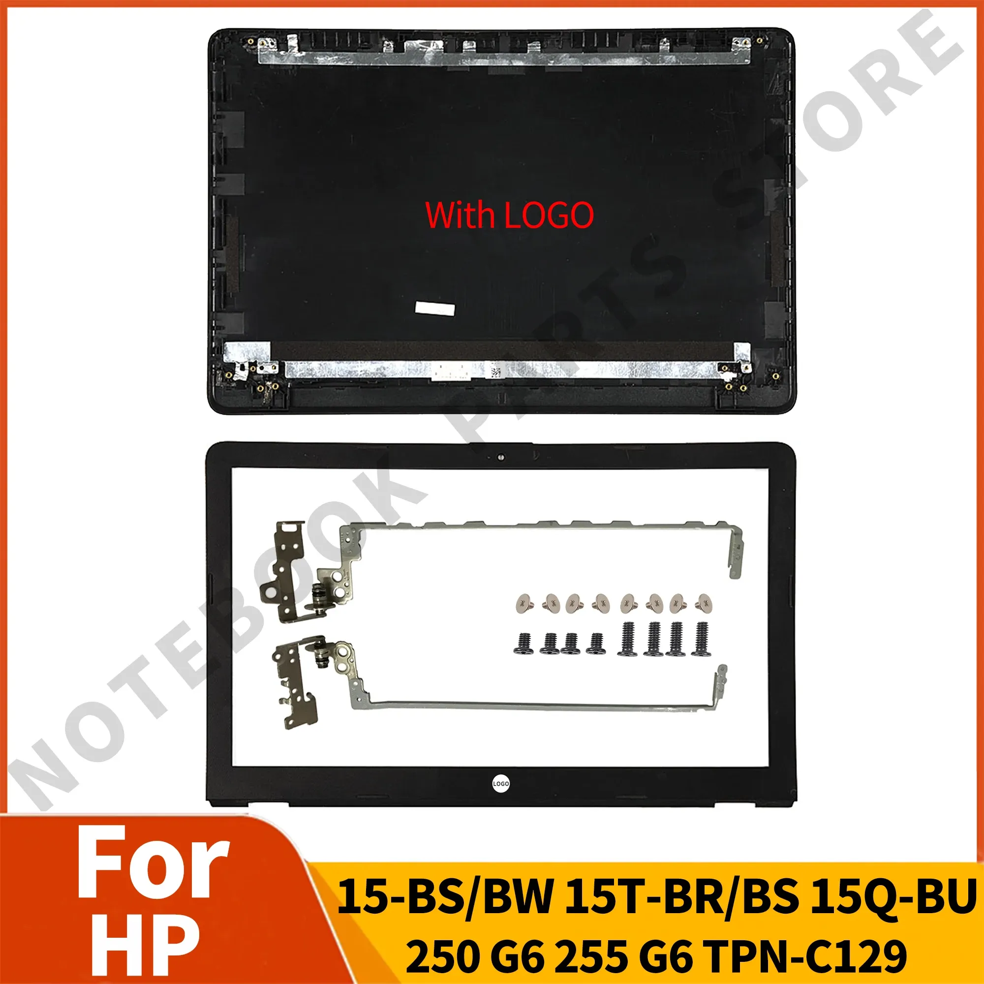 Fall Nytt för HP 15BS 15TBS 15BW 15ZBW 250 G6 255 G6 LAPTOP LCD BACK COVER/FRONT REZEL HINGSES NOTERBOOK PARTS REPLACION Black