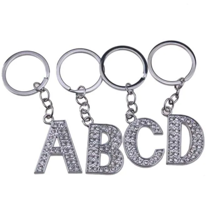 26PcsLot AZ 32quot Alloy Alphabet Letter Keyring Full Rhinestone Key Chain DIY Accessories6839971