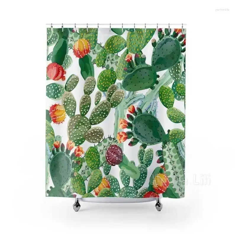 Douche gordijnen cactus botanische badkamer decor groene vetplanten gordijn woestijn idee aquarel boho boho