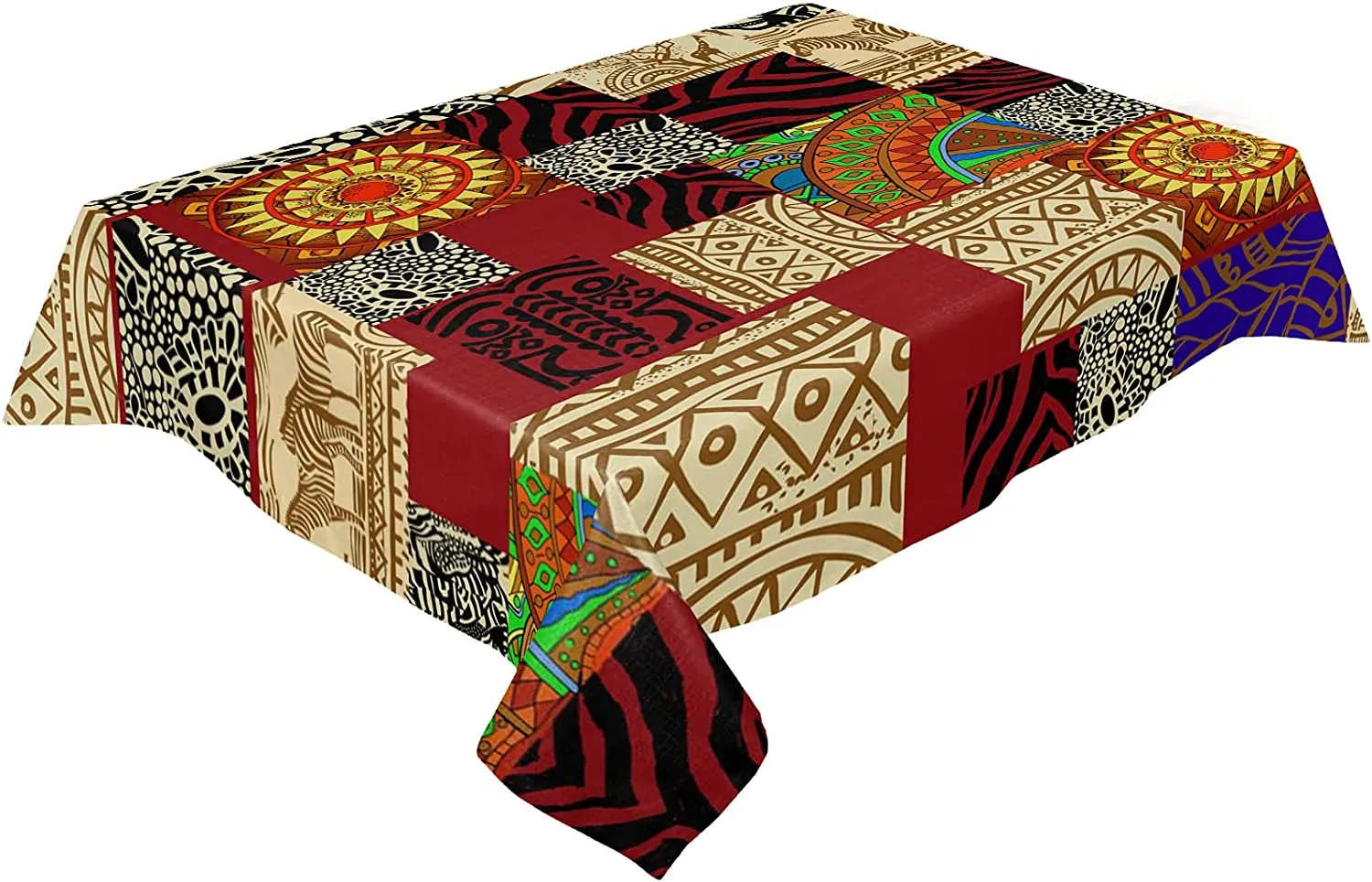 African Ethnic Ornaments Giraffe Rectangle Tablecloth Kitchen Table Decor Reusable Waterproof Table Covers Wedding Decorations
