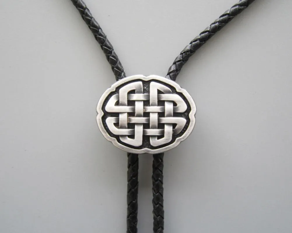 Oryginalny antyczny prawdziwy srebrny Celtic węzeł Bolo Tie Naszyjnik Bolotie-070SL Darmowa wysyłka Nowa w magazynie 45888186