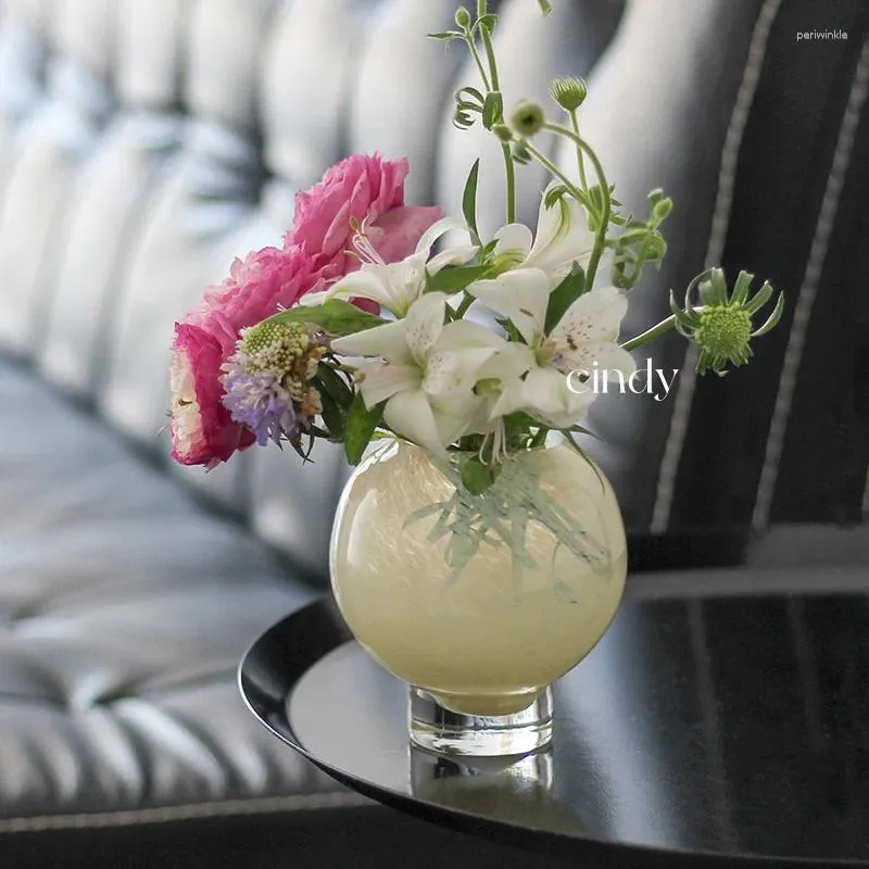 Vasen Cindy Ästhetik Einfache leichte Luxus -Ins Glas Vase Esstisch Schlafzimmer Büroschreibtisch Blume Arrangement Hydroponische Dekorationen
