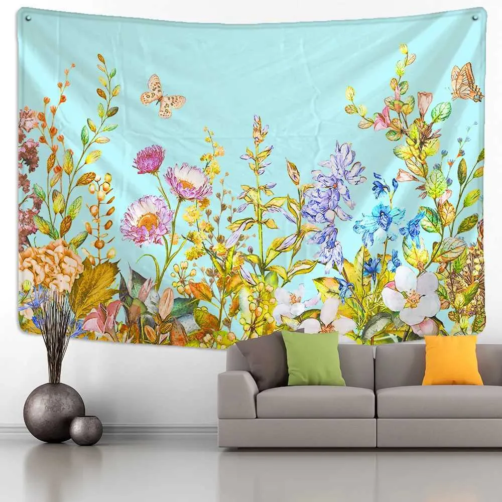 Hängande tapisserier Färgglada vildblomma tapestry väggblommor Figure Hippie Boho Psychedelic Home Decor R0411