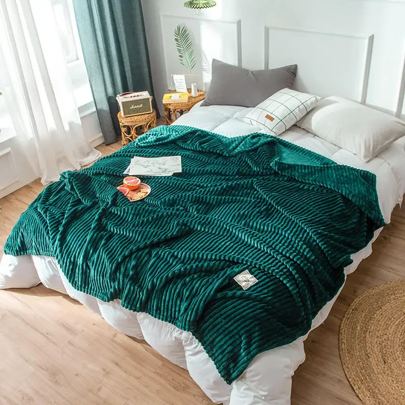 JBTP Nuovo letto Boppetto Verde Verde Colore morbido Flanella coperta singola Regina Re Plaidi caldi per letti DE CAMA THOW Coperte