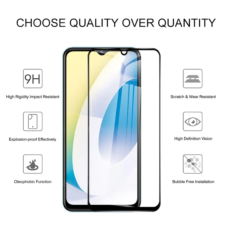 3pcs Full Cover Protective Glass для Vivo Y22 Black Edge Protective Film for Vivo Y22S Y 22 22S Y22 S Vivoy22 4G Закрашенное стекло