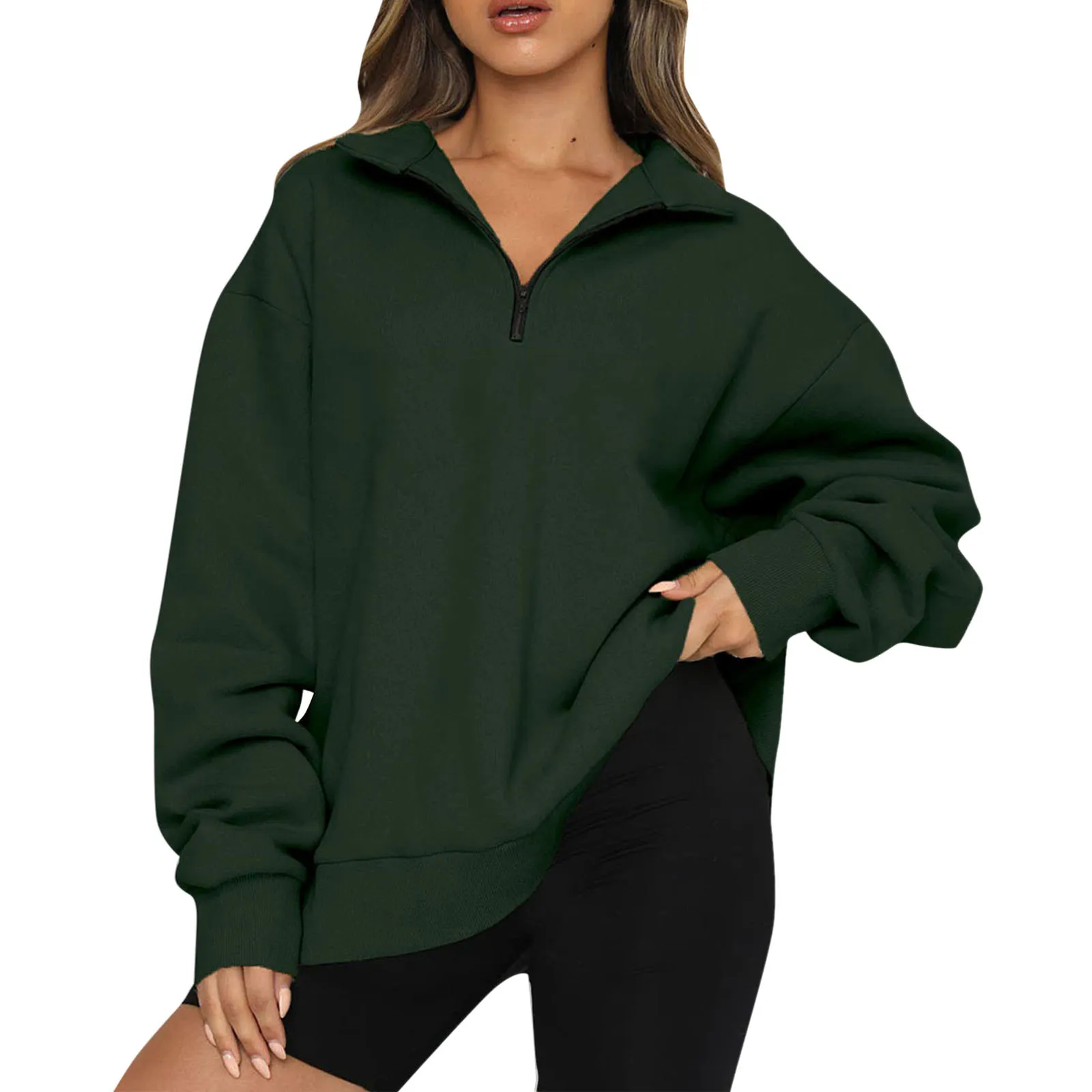 Femmes surdimensionnées à moitié zip Pullover 2022 Sweatshirt à manches longues Quarter à sweats à capuche à capuche