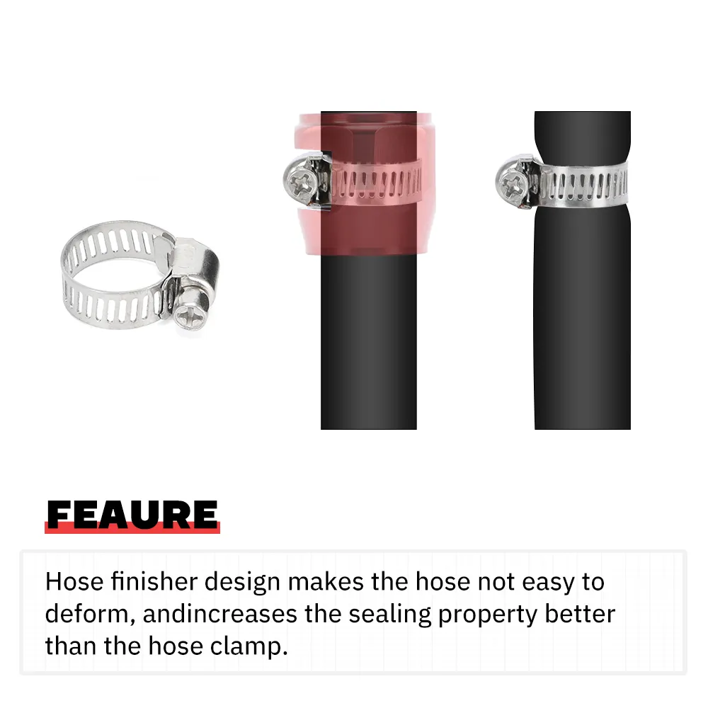 BLUE Hex Hose finisher Clamp Hose End Cover Fitting Adapter Connector