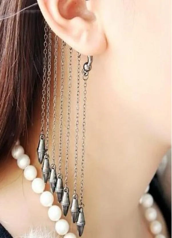 European and American punk designer Earless lug with fashional and orignal bullet long tassels ear cuff GD1248596824