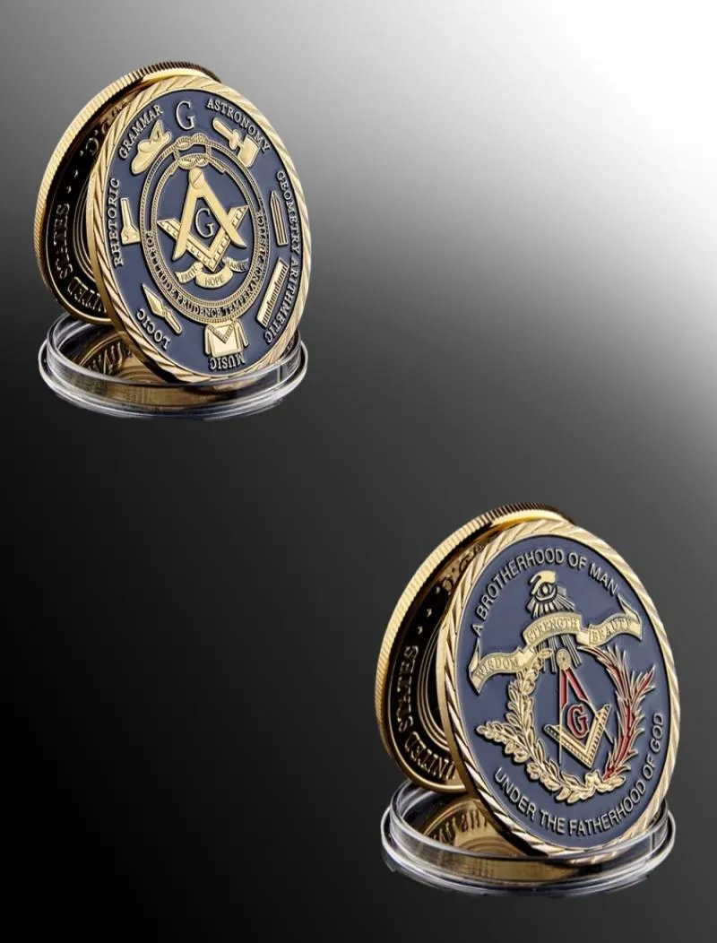 10pcs Fraternité Masons Masonic Craft Gold Plated Coin Eye Golden Design Mason Token Coins Collection3393716