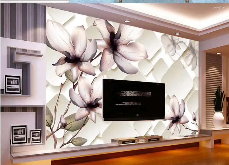 Sfondi 3D Magnolia Sfondo di sfondo di pittura murale finestra murale decorazione per casa